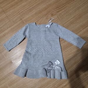 Zip Zap Knit Baby Long Sleeve Gray Dress 6M Sparkly Soft Comfy Everyday